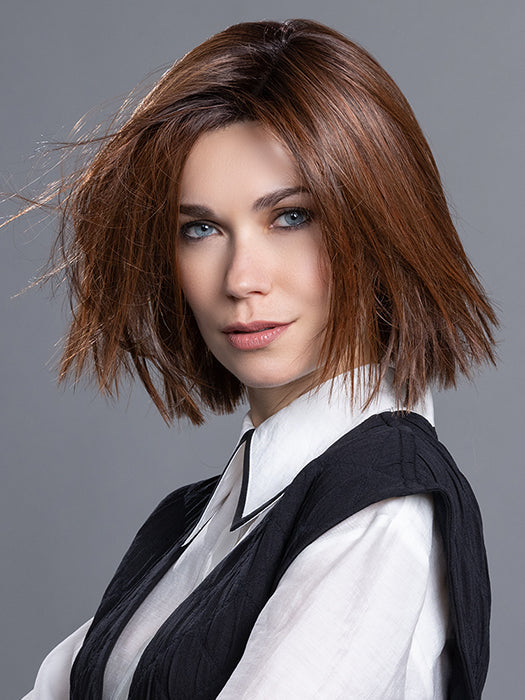 LIA by ELLEN WILLE in CINNAMON BROWN ROOTED 33.30.130 | Dark Auburn, Light Auburn and Deep Copper Brown Blend with Dark Shaded Roots