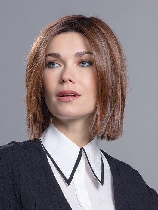 LIA by ELLEN WILLE in CINNAMON BROWN ROOTED 33.30.130 | Dark Auburn, Light Auburn and Deep Copper Brown Blend with Dark Shaded Roots