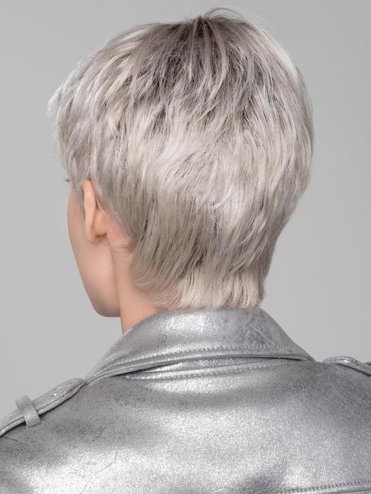 RISK by ELLEN WILLE in LIGHT CHAMPAGNE ROOTED 101.23.8 | Pearl Platinum, Lightest Pale Blonde, and Medium Brown blend with Dark Shaded Roots