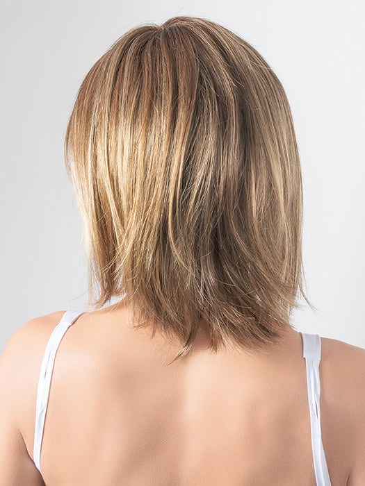 ICONE by ELLEN WILLE in LIGHT BERNSTEIN ROOTED 12.26.27 | Light Auburn, Light Honey Blonde, and Light Reddish Brown blend and Dark Roots