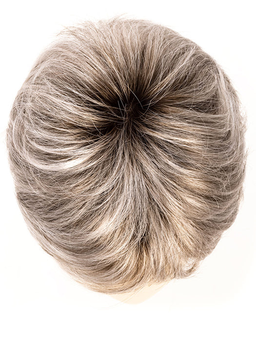 GREY MULTI SHADED 56.58.49 | Lightest Brown (12) blended with grey (75%) Dark Brown (4) blended with grey (60%) with Silver White blend with light shaded roots