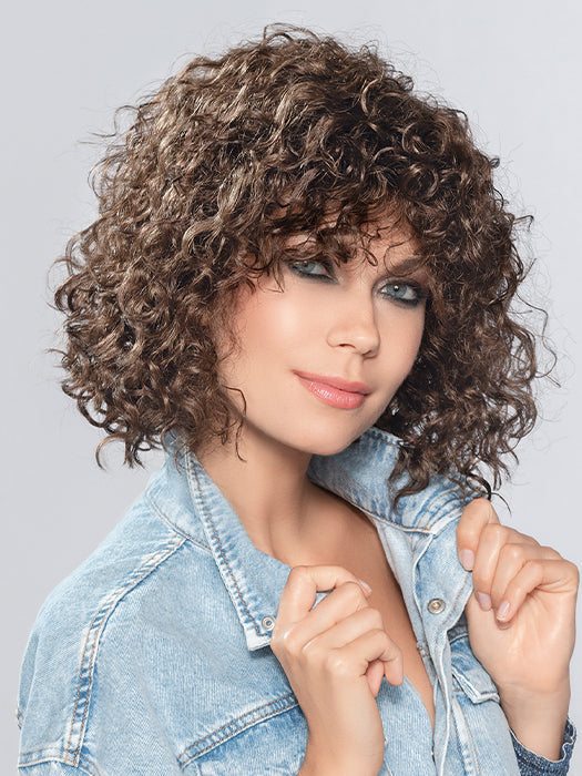 DISCO by ELLEN WILLE in CHOCOLATE ROOTED 6.830 | Medium to Dark Brown base with Light Reddish Brown Highlights and Dark Roots