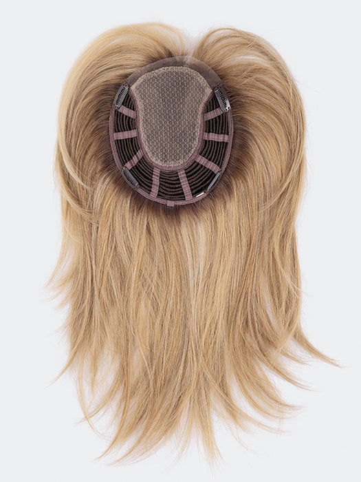 FAMOUS by ELLEN WILLE in LIGHT BERNSTEIN ROOTED 12.26.27 | Lightest Brown, Medium Golden Blonde, and Dark Strawberry Blonde with shaded roots